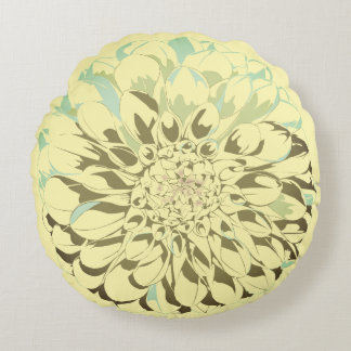 Dahlia flower yellow pillow  rond kussen
