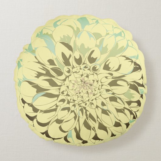 Dahlia flower yellow pillow  rond kussen (Voorkant)