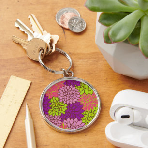 Dahlia Flowers, Colorful Flowers, Floral Pattern Sleutelhanger