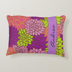 Dahlia Flowers, Colorful Flowers, Jouw naam Accent Kussen