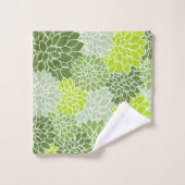 Dahlia Flowers, Flowers Pattern, Green Dahlia Bad Handdoek (Wasdoekje)