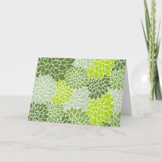 Dahlia Flowers, Flowers Pattern, Green Dahlia Kaart (Voorkant)