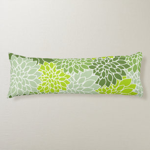 Dahlia Flowers, Flowers Pattern, Green Dahlia Lichaamskussen