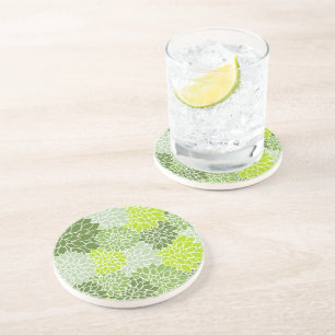 Dahlia Flowers, Flowers Pattern, Green Dahlia Zandsteen Onderzetter