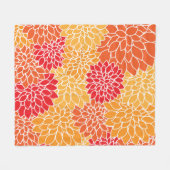 Dahlia Flowers, Flowers Pattern, Oranje Dahlia Fleece Deken (Voorkant (Horizontaal))