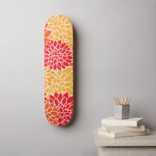 Dahlia Flowers, Flowers Pattern, Oranje Dahlia Skateboard