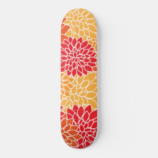Dahlia Flowers, Flowers Pattern, Oranje Dahlia Skateboard (Voorkant)