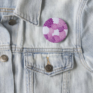 Dahlia Flowers, Flowers Pattern, Paarse Dahlia Ronde Button 5,7 Cm