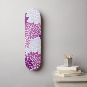 Dahlia Flowers, Flowers Pattern, Paarse Dahlia Skateboard