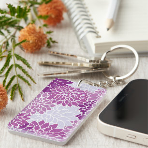 Dahlia Flowers, Flowers Pattern, Paarse Dahlia Sleutelhanger