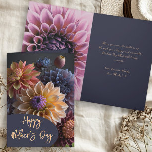 Dahlia Flowers Happy Mothers Day Wenskaart Notitiekaartje