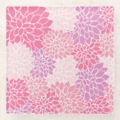 Dahlia Flowers, patroon van bloemen, roze Dahlia Glazen Onderzetter (Voorkant)