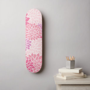 Dahlia Flowers, patroon van bloemen, roze Dahlia Skateboard