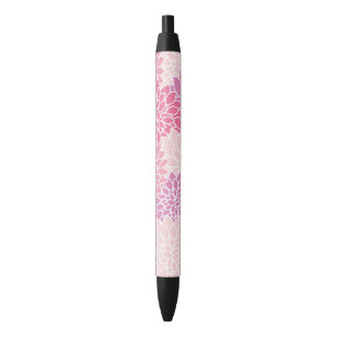 Dahlia Flowers, patroon van bloemen, roze Dahlia Zwarte Inkt Pen