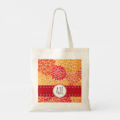 Dahlia Flowers, Sinaasappel Dahlia, Monogram Tote Bag (Achterkant)