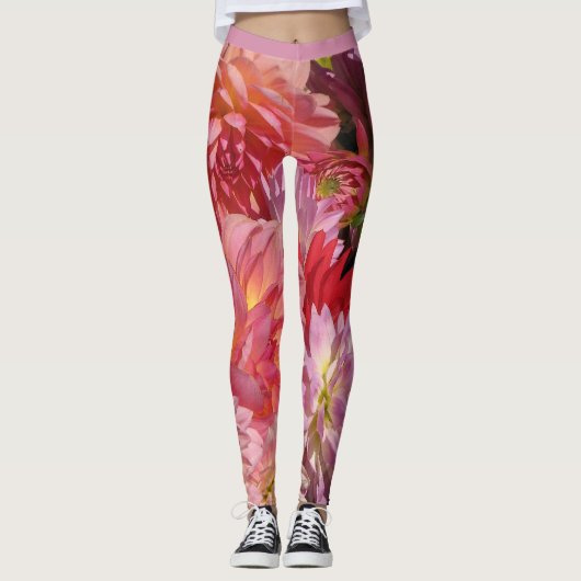Dahlia Garden Flowers Leggings Motifs Abstraits (Devant)