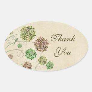 Dahlia Garden Wedding Bedankt Oval Sticker