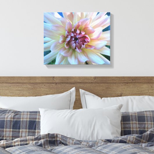DAHLIA: Geel en zalm — Canvas Afdruk (Insitu (Slaapkamer))