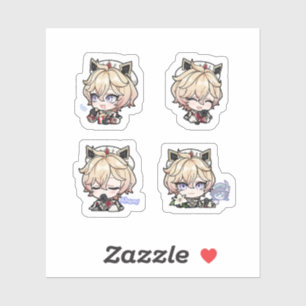 Dahlia Genshin Impact 4 stickers op een vel
