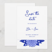 Dahlia gepersonaliseerde bruiloft Save the Date Ka (Voorkant / Achterkant)