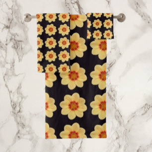 Dahlia jaune motif floral sur noir