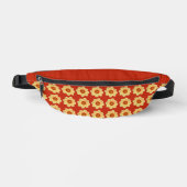 Dahlia jaune motif floral sur rouge (Recto)
