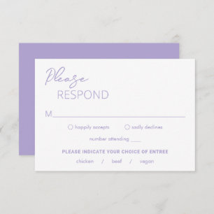 Dahlia Lavender Hedendaagse moderne bruiloft RSVP Kaartje