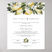 Dahlia - Lemon Citrus Garden Marriage Certificate