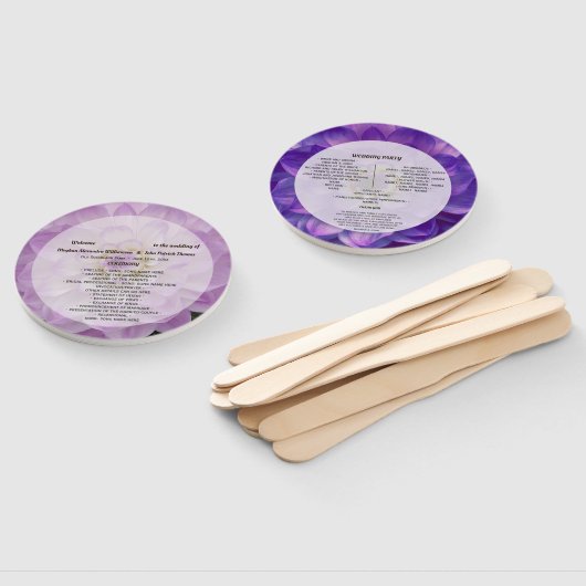 Dahlia Paars Lavendel Bloemen Huwelijksprogramma Handwaaier (Niet-gemonteerd)