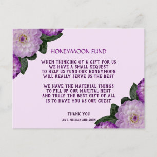 Dahlia Paars Lavendel Sering Bloemstuk Honeymoon f Uitnodiging Briefkaart