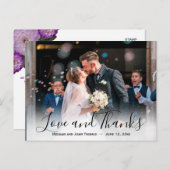 Dahlia Paars Lavender Floral Weddenschap Dank je Briefkaart (Voorkant / Achterkant)