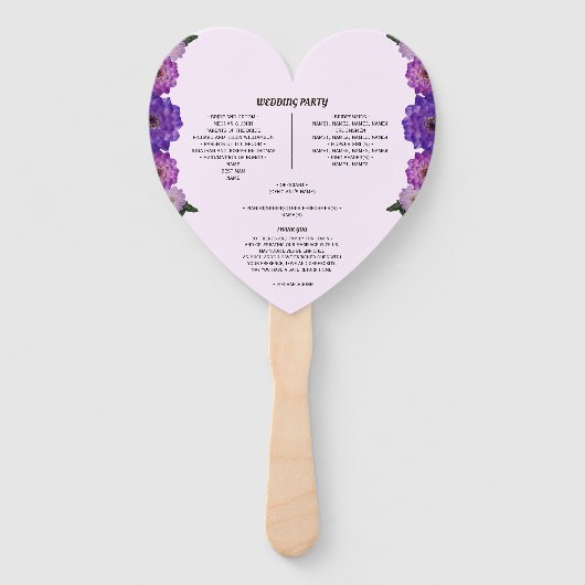Dahlia Paarse Lavendel Bloemen Trouwprogramma Fan Handwaaier (Achterkant)