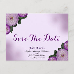 Dahlia Paarse Lavendel Lila Bloemen Save the Date Briefkaart