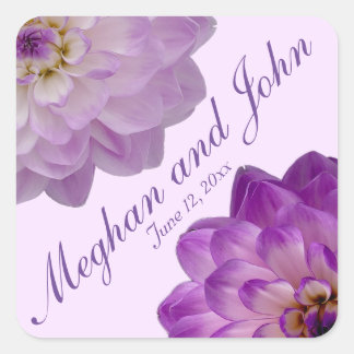 Dahlia Paarse Lavender Lila Floral Wedding Vierkante Sticker