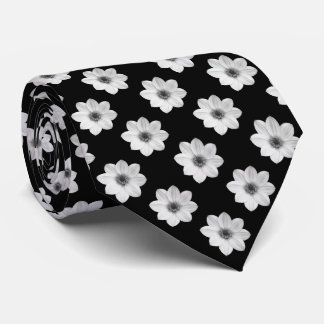 Dahlia Pattern - Zwart-wit Stropdas