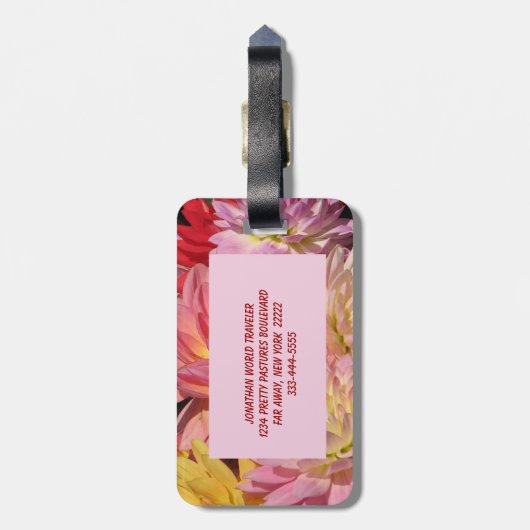Dahlia Petals Bagagelabel (Achterkant verticaal)