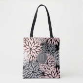 Dahlia Pink Floral Monogram Draagtas (Voorkant)