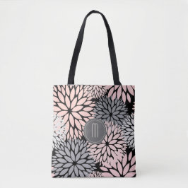 Dahlia Pink Floral Monogram Draagtas