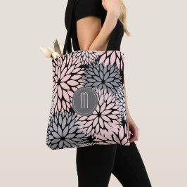 Dahlia Pink Floral Monogram Draagtas