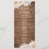 Dahlia Pink Floral Rustic Wood Wedding Programme Programma (Achterkant)