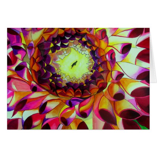 Dahlia pourpre art floral abstrait original (Devant horizontal)