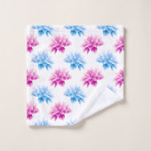 Dahlia Rose, Dahla Bleue, Motif Floral, Fleurs (Gant de toilette)
