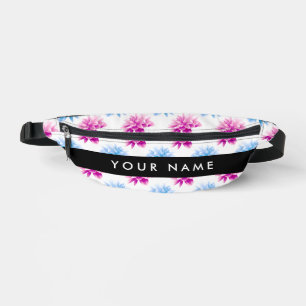 Dahlia rose et bleu, motif floral, Votre nom