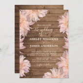 Dahlia rose Floral Rustique Faire-part de mariage  (Devant / Derrière)