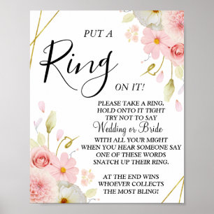 Dahlia & Roses Doe een ring bruidsshowerspel bord Poster