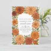 Dahlia Rustique Tons Terriens d'Automne Faire-Part (Debout devant)