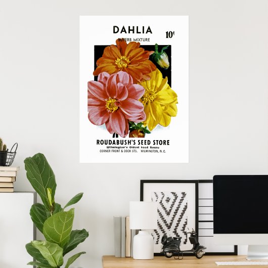 Dahlia Seed Packet Poster (Thuiskantoor)