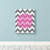 Dahlia sur Chevrons en toile rose et gris (Insitu (Plancher de Bois))