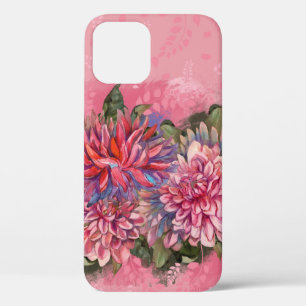 Dahlias bloemen roze waterverf iPhone 12 pro hoesje