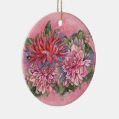 Dahlias bloemen roze waterverf patroon keramisch ornament (Rechts)